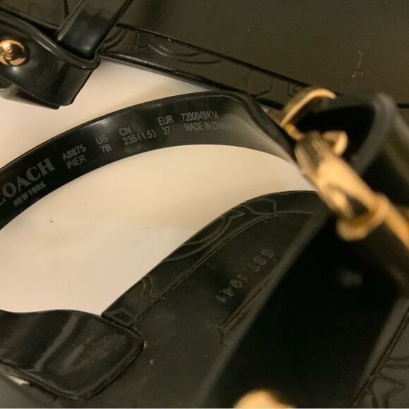 Coach Pier Shiny Jelly Womens T-Strap Thong Sandals Flip Flops Size 7 B Black - Picture 7 of 8